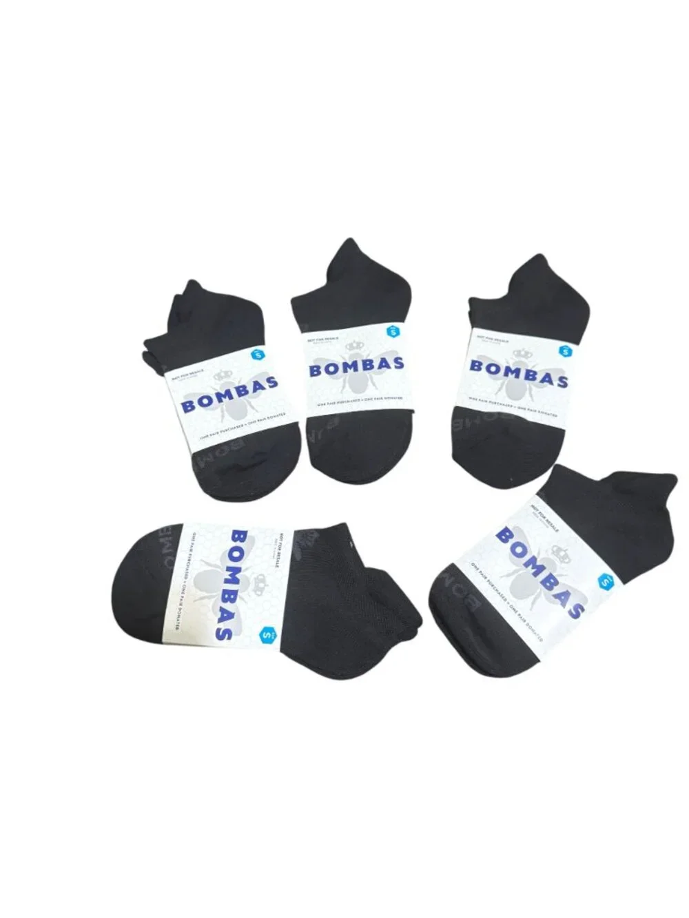 Bombas ankle Sock tech 5-Pack Black size Small honeycomb blister tab performance